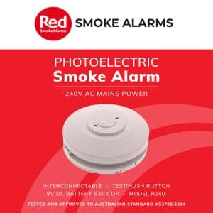Red Smoke Alarm 9V Smoke Alarm